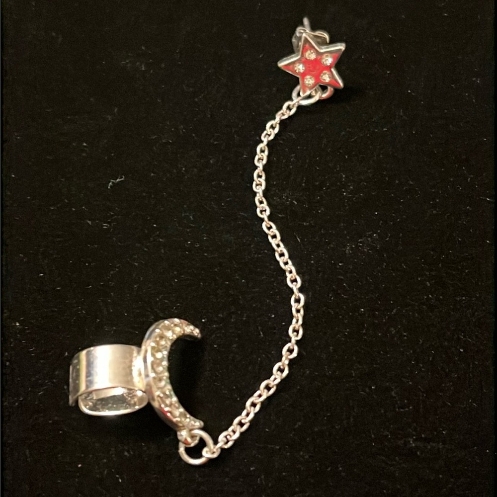 Silver Rhinestone Star & Moon Earring & Ear Cuff - Picture 16 of 16